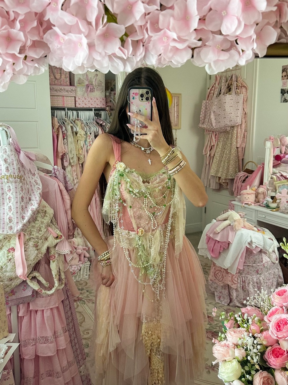Fairy core embellished Pink & Green Maxi set